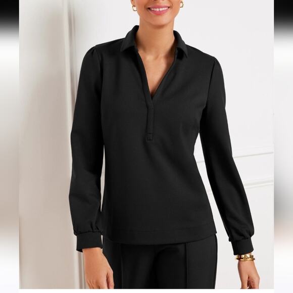 Talbots Tops - Talbots Passport Ponte Johnny Collar Pullover Easy Care Closet Staple Size Large